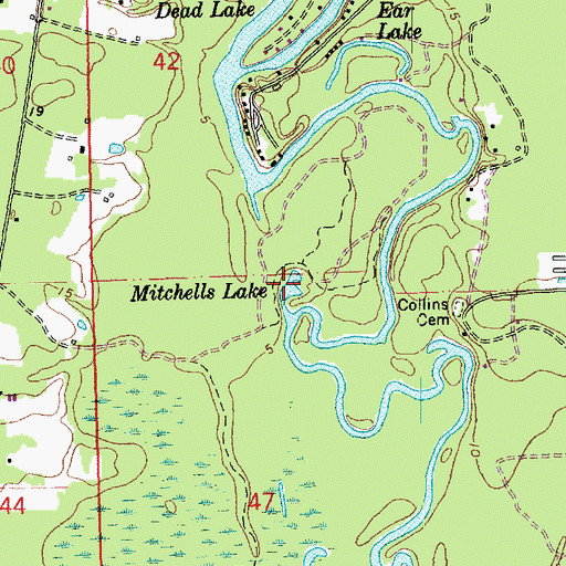 Topographic Map of Mitchells Lake, LA