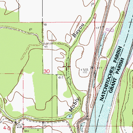 Topographic Map of Mobly Bayou, LA