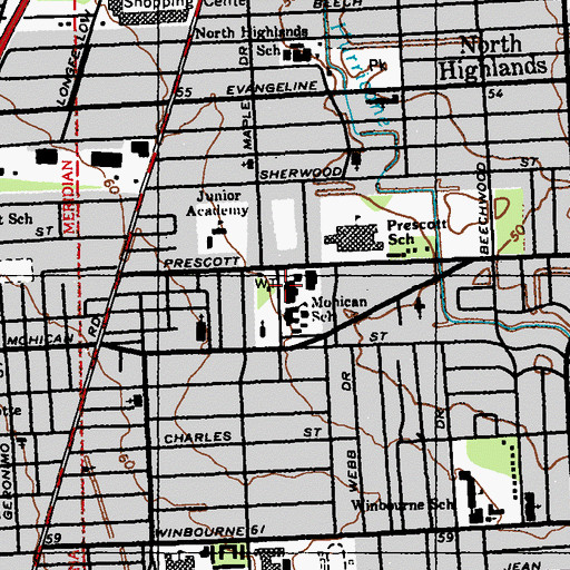 Topographic Map of Mohican Education Center, LA