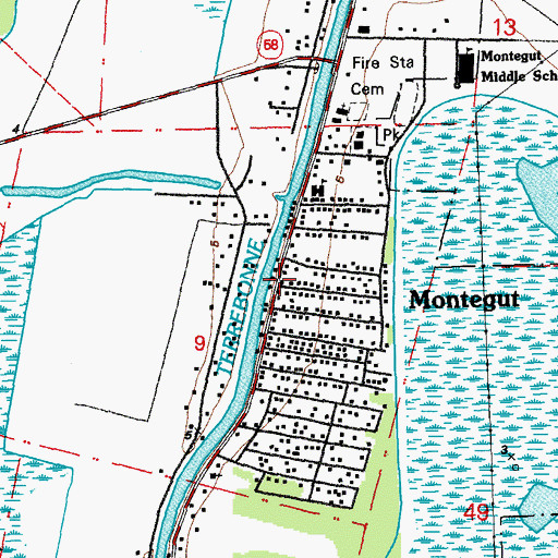 Topographic Map of Montegut, LA