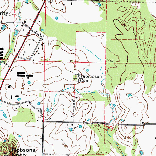 Topographic Map of Thompson Family Cemetery, AR