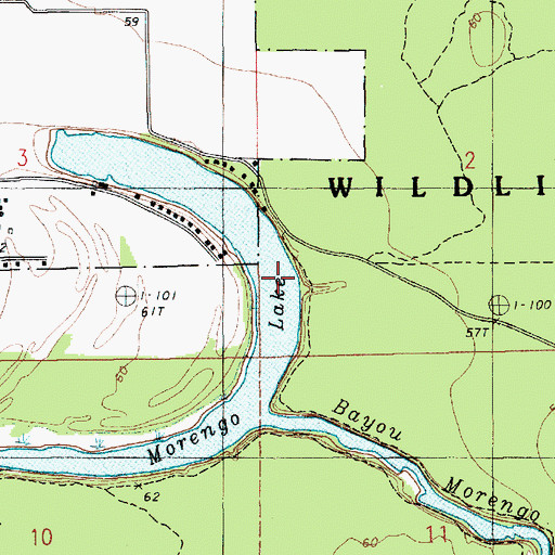 Topographic Map of Morengo Lake, LA