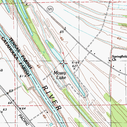 Topographic Map of Mossy Lake, LA