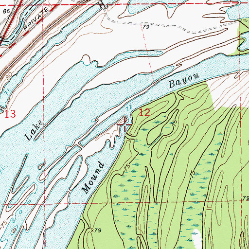 Topographic Map of Mound Bayou, LA