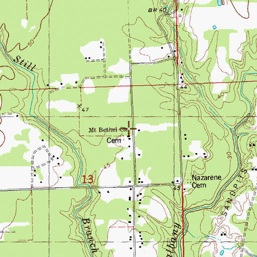 Topographic Map of Mount Bethel Baptist Church, LA