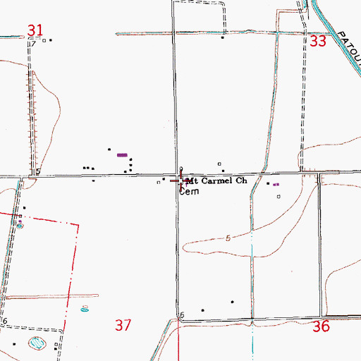 Topographic Map of Mount Carmel Baptist Church, LA