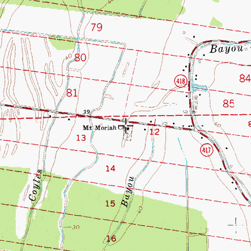 Topographic Map of Mount Moriah Church, LA