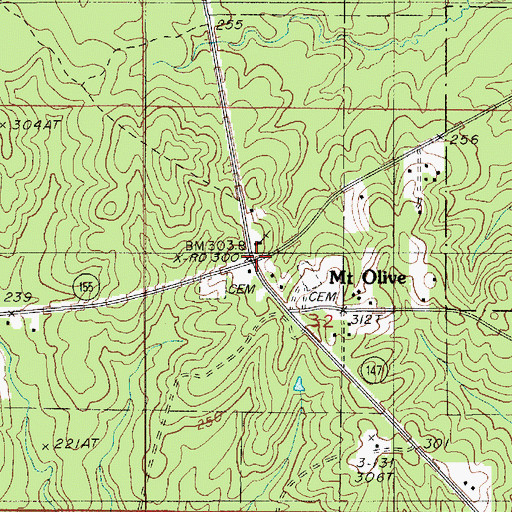 Topographic Map of Mount Olive, LA