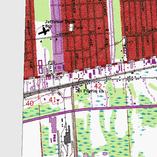 Topographic Map of Mount Pilgrim Church, LA