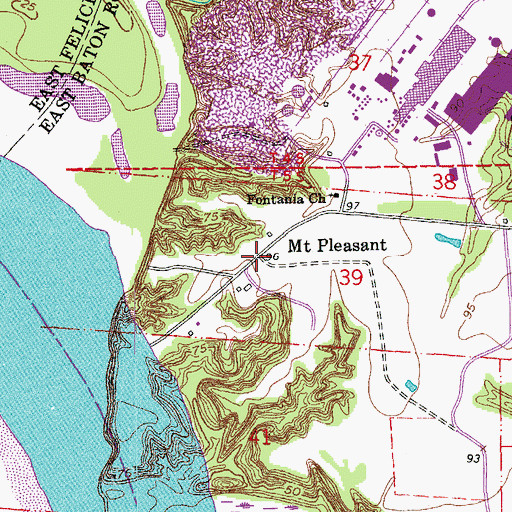 Topographic Map of Mount Pleasant, LA