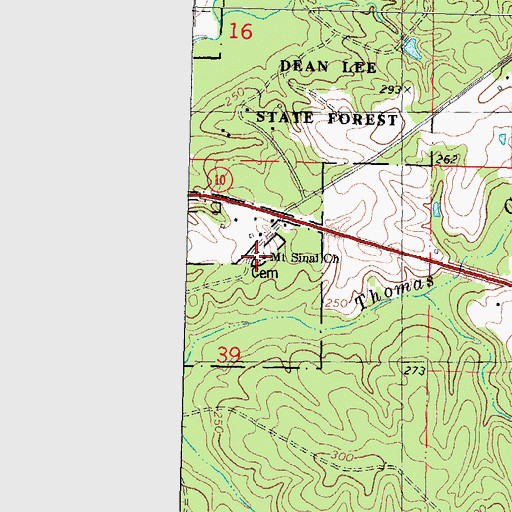 Topographic Map of Mount Sinai Church, LA