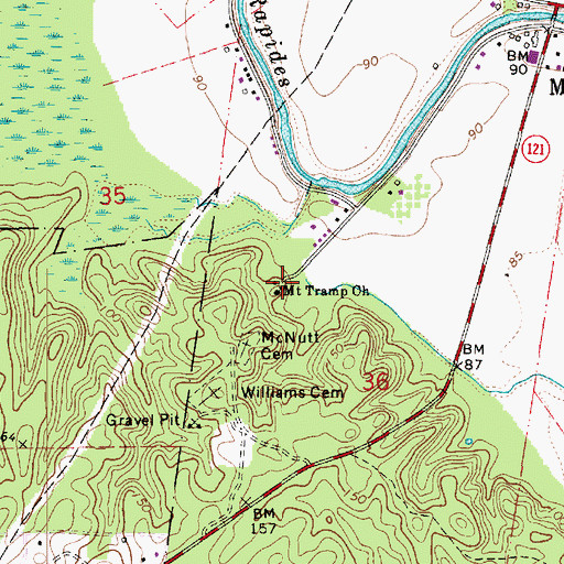 Topographic Map of Mount Tramp Church, LA