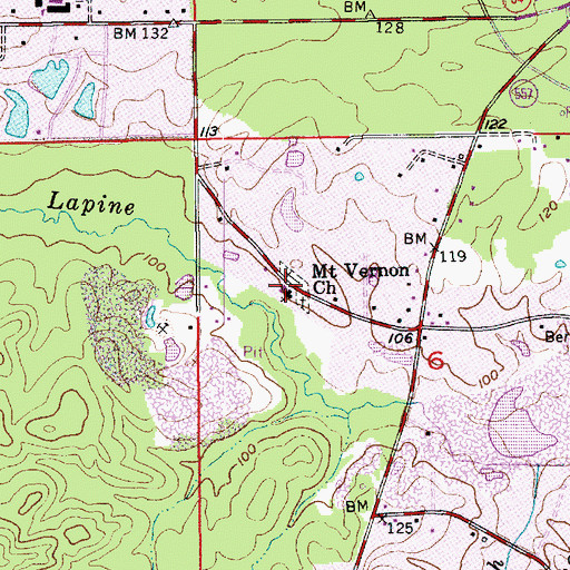Topographic Map of Mount Vernon Baptist Church, LA