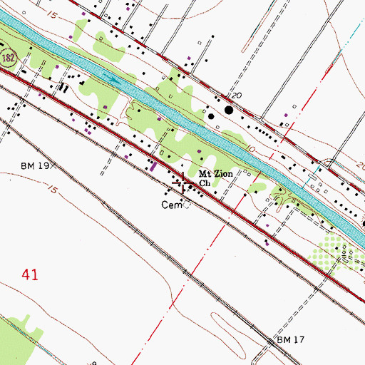 Topographic Map of Mount Zion Methodist Church, LA