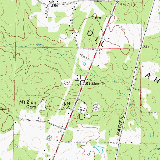 Topographic Map of Mount Zion United Methodist Church, LA