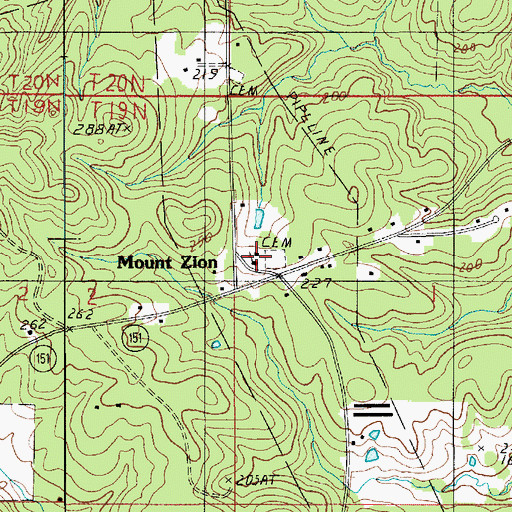 Topographic Map of Mount Zion Number 2 Baptist Church, LA