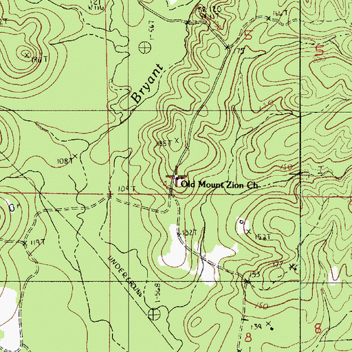 Topographic Map of Old Mount Zion Church, LA