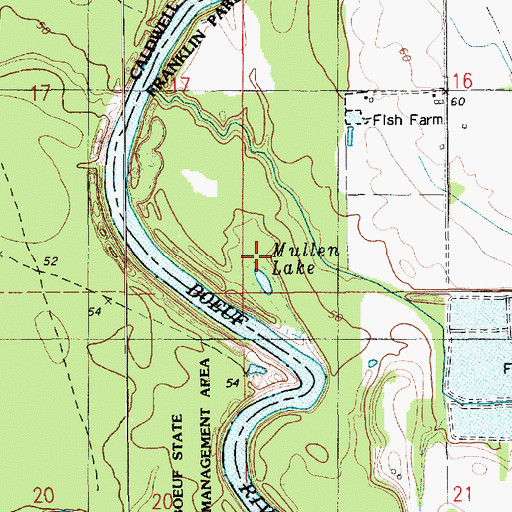 Topographic Map of Mullen Lake, LA