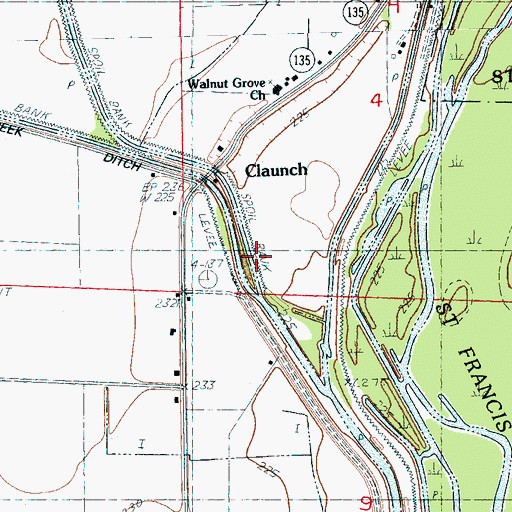 Topographic Map of Thompson Creek Ditch, AR