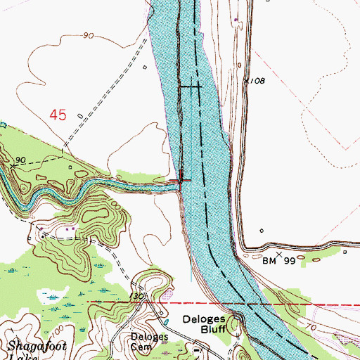 Topographic Map of Cane River-Red Bayou Diversion Canal, LA