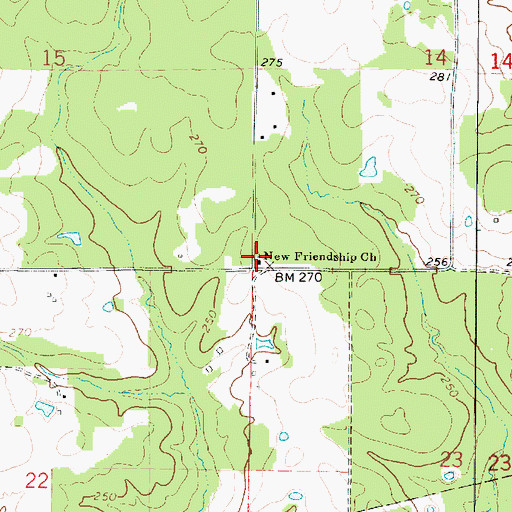 Topographic Map of New Friendship Church, LA