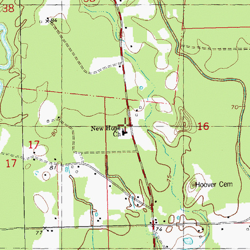 Topographic Map of New Hope Baptist Church, LA