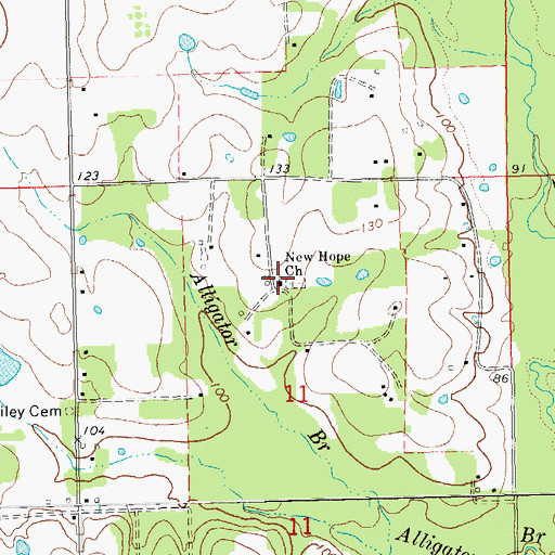 Topographic Map of New Hope Baptist Church, LA