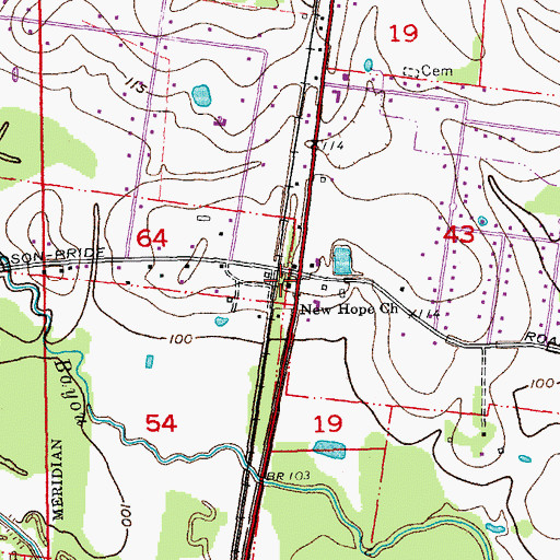 Topographic Map of New Hope Baptist Church, LA