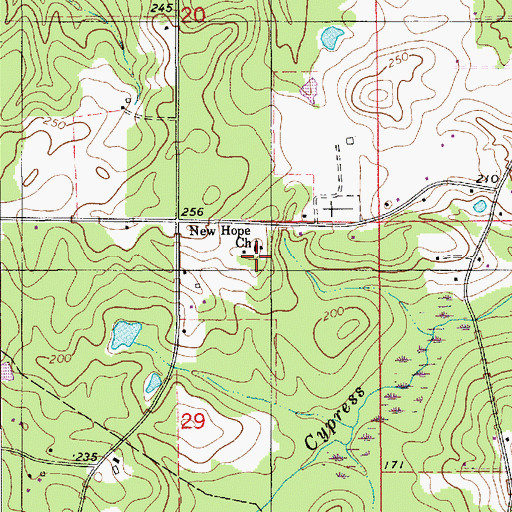 Topographic Map of New Hope Baptist Church, LA