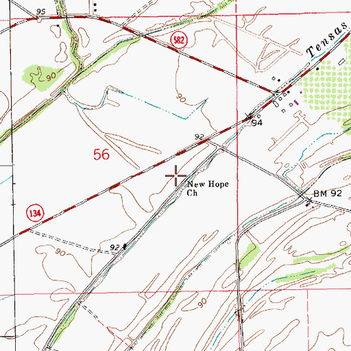 Topographic Map of New Hope Church, LA