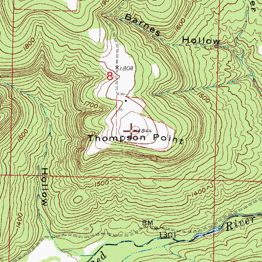 Topographic Map of Thompson Point, AR