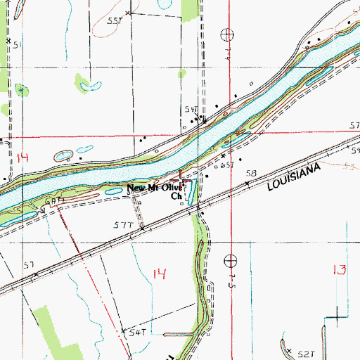 Topographic Map of New Mount Olive Church, LA