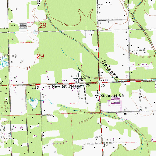 Topographic Map of New Mount Pleasant Church, LA