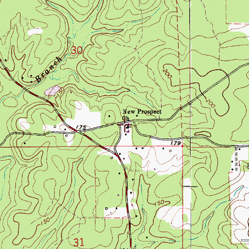 Topographic Map of New Prospect Church, LA