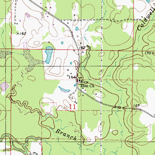 Topographic Map of New Zion Church, LA