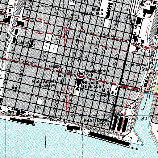 Topographic Map of Fredrick A Douglass High School, LA