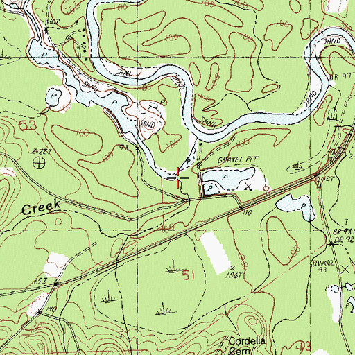 Topographic Map of Nick Creek, LA