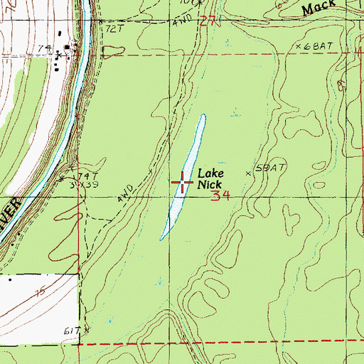 Topographic Map of Lake Nick, LA