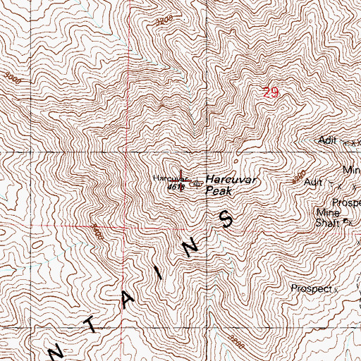 Topographic Map of Harcuvar Peak, AZ