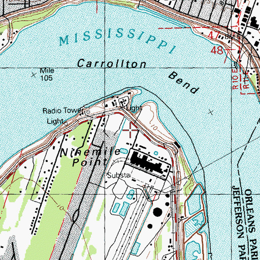 Topographic Map of Ninemile Point, LA