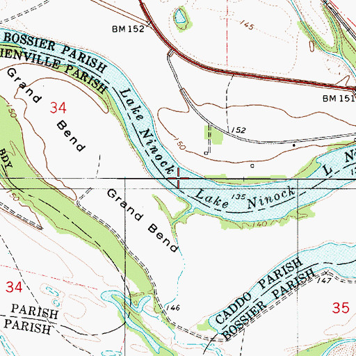 Topographic Map of Lake Ninock, LA