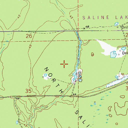 Topographic Map of North Saline Lake Oil Field, LA
