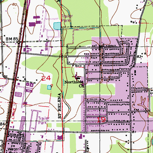 Topographic Map of Northside Baptist Church, LA