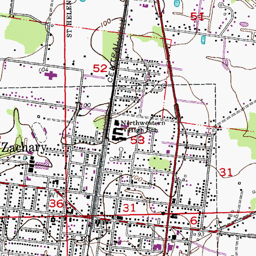Topographic Map of Northwestern Middle School, LA