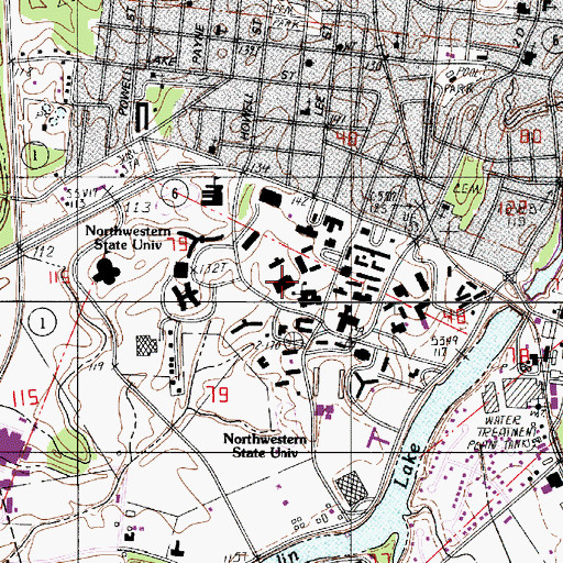 Topographic Map of Northwestern State University, LA