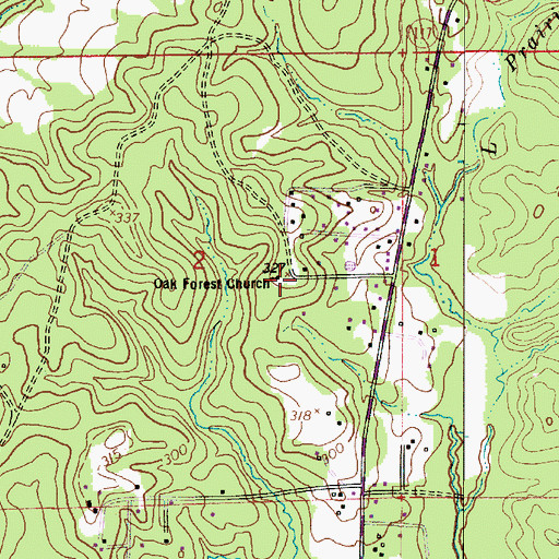 Topographic Map of Oak Forest Baptist Church, LA