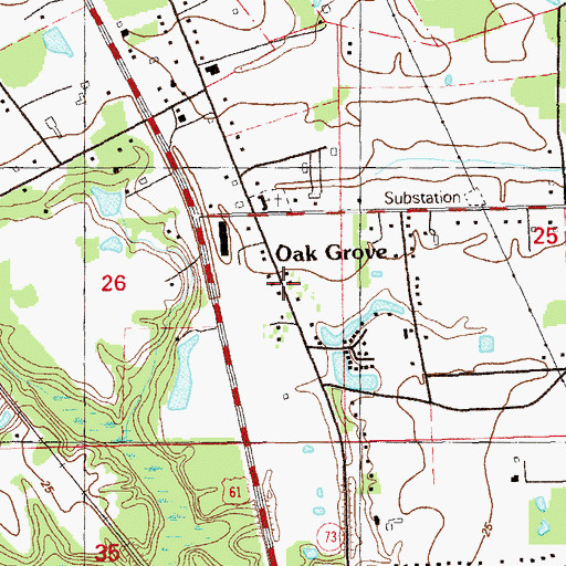 Topographic Map of Oak Grove, LA