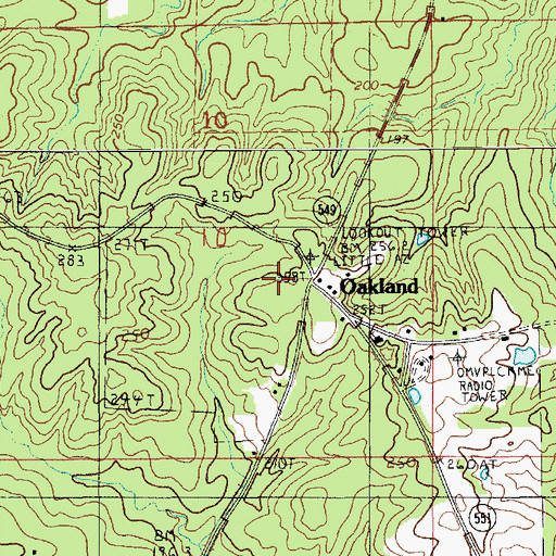 Topographic Map of Oakland, LA