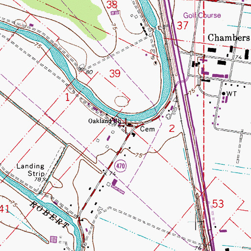 Topographic Map of Oakland Baptist Church, LA