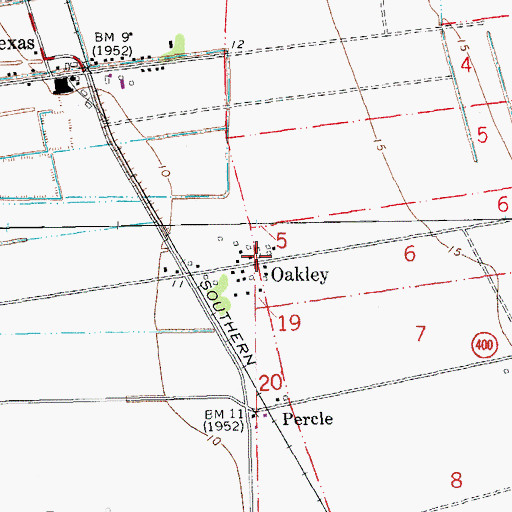Topographic Map of Oakley, LA